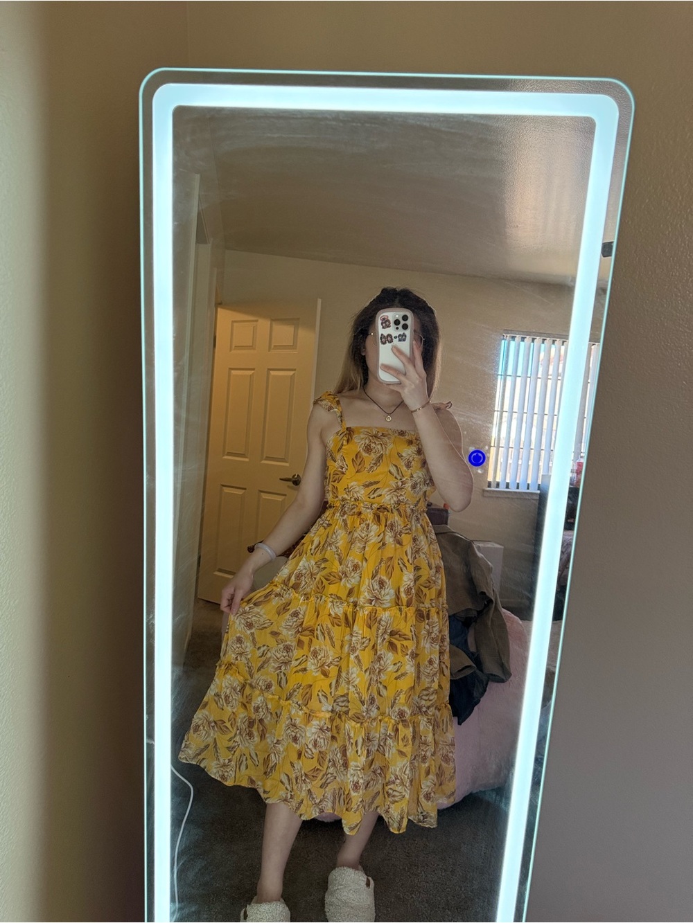 Women’s Yellow Floral Tiered Sundress